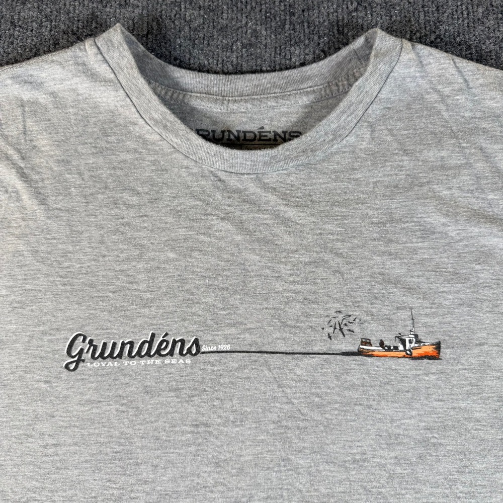 Grundens Mens Loyal to the Seas Graphic T-Shirt Gray Fishing Tee Size L #3432